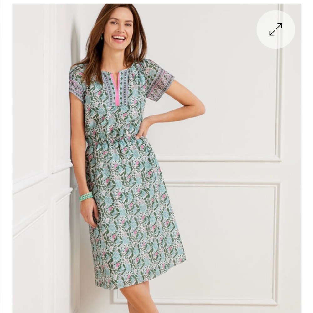 TALBOTS VOILE FIT & FLARE DRESS - PRETTY PRIMROSE